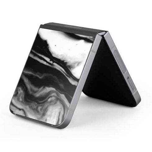 Black and White Marble Ink Galaxy Z Flip6 Skin
